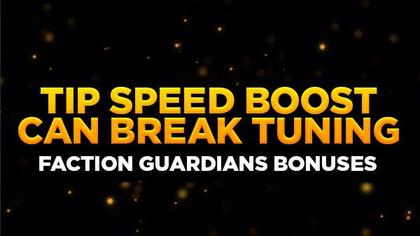 Careful with the Speed bonus from the Faction Guardians