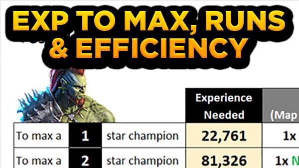 Experience to Max Champions, # of Runs & Efficiency